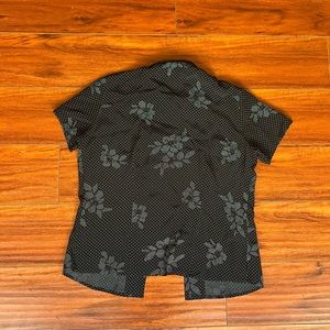Liz Claiborne Black Patterned Blouse, Size PS | New with Tags